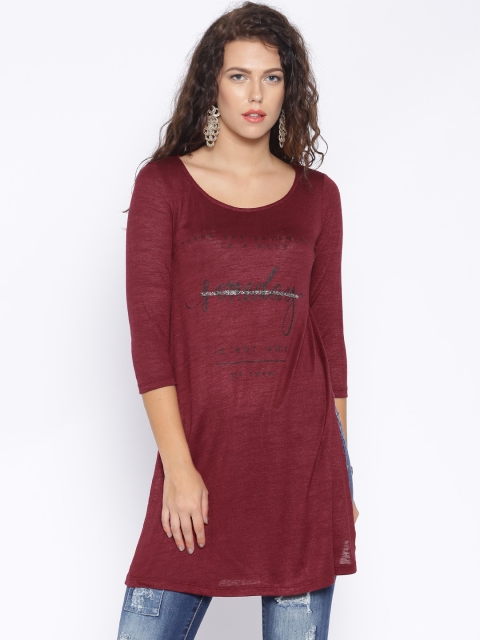 

Deal Jeans Women Maroon Printed Top