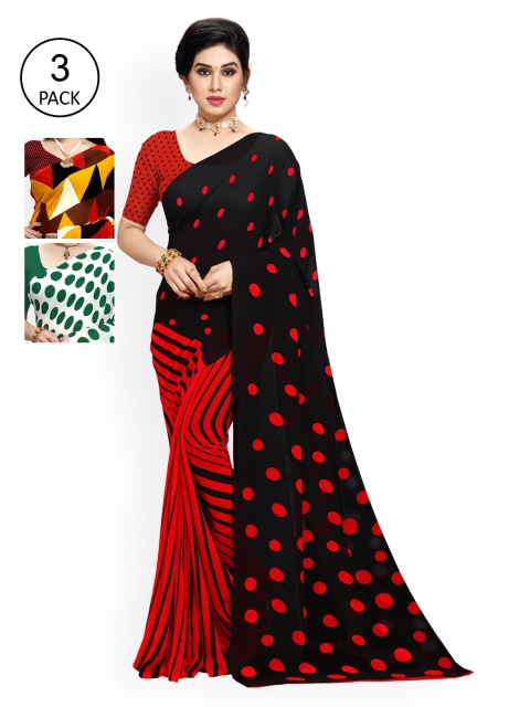 

KALINI Pack Of 3 Multicoloured Poly Georgette Sarees, Multi