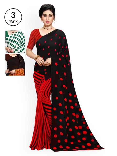 

KALINI Multi Pack of 3 Printed Poly Georgette Saree