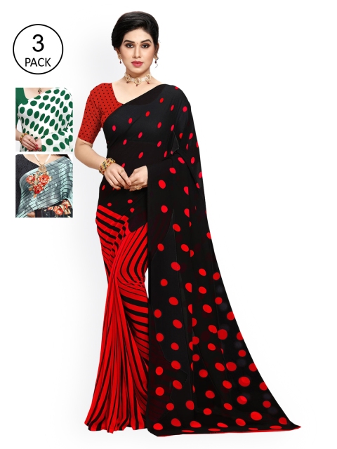 

KALINI Red & Black Pack of 3 Saree