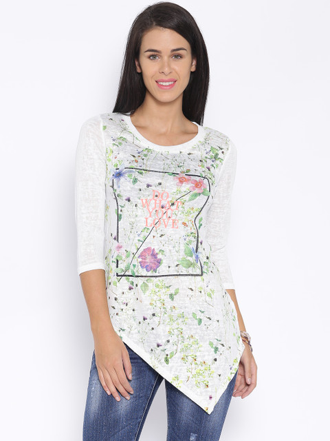 

Deal Jeans Women Off-white Printed Regular Top