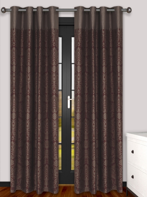 

S9home by Seasons Maroon & Brown Set of 2 Patterned Regular Door Curtains