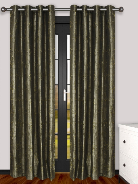 

S9home by Seasons Brown Set of 2 Patterned Regular Long Door Curtains