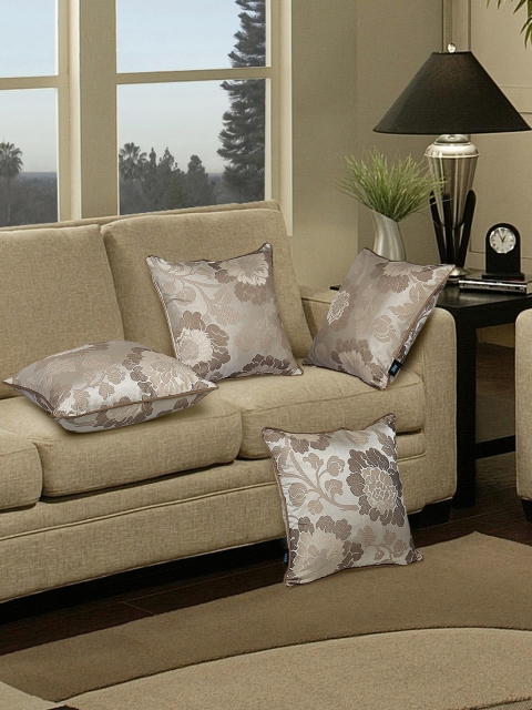 

S9home by Seasons Set of 4 Beige & Grey Patterned 16'' x 16'' Square Cushion Covers