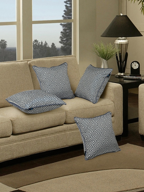 

S9home by Seasons Black & Grey Set of 4 Patterned 16'' x 16'' Square Cushion Covers