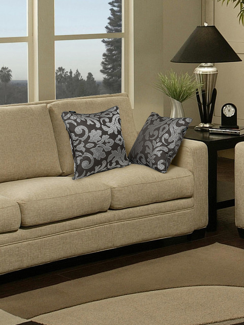 

S9home by Seasons Grey Set of 2 Patterned 16'' x 16'' Square Cushion Covers