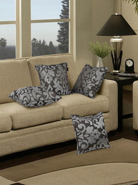 

S9home by Seasons Grey Set of 4 Patterned 16'' x 16'' Square Cushion Covers