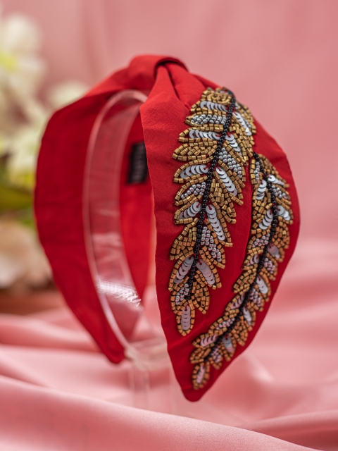 

Bellofox Women Red & Gold-Toned Embellished Hairband