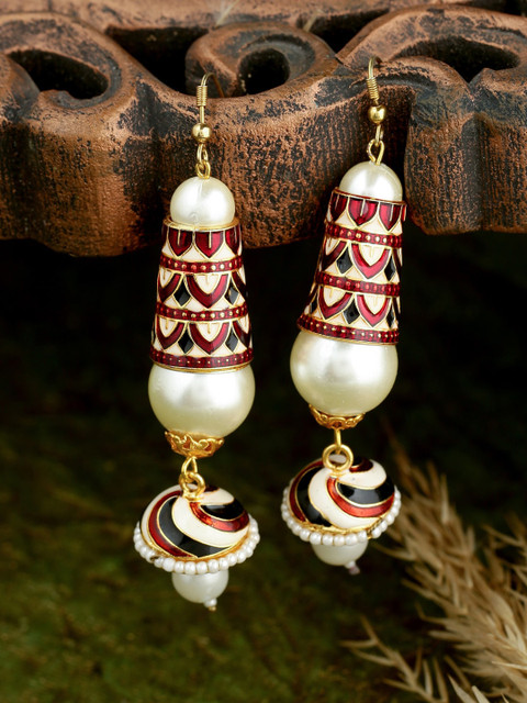 

THE AAB STUDIO Gold-Plated White Contemporary Drop Earrings