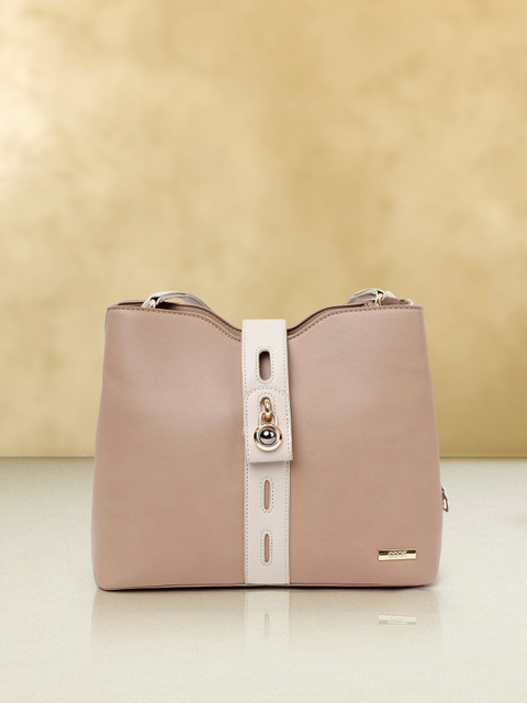 

CODE by Lifestyle Khaki Colourblocked Structured Handheld Bag