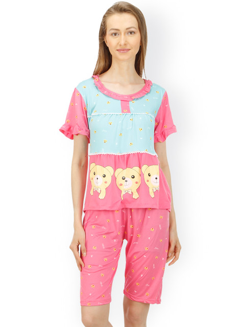 

Camey Pink Printed Night Suit NSH104