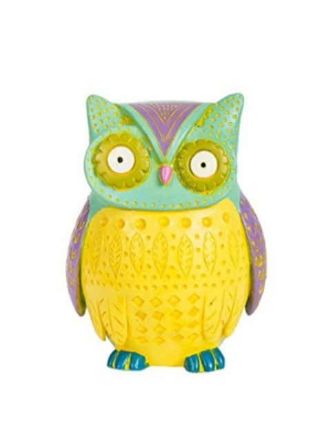 

Chumbak Yellow & Green Hand Carved Boho Owl Figurine Showpiece