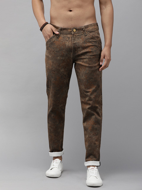 

Roadster X Discovery Adventures Men Brown Slim Tapered Fit Urban Camo Stretchable Jeans