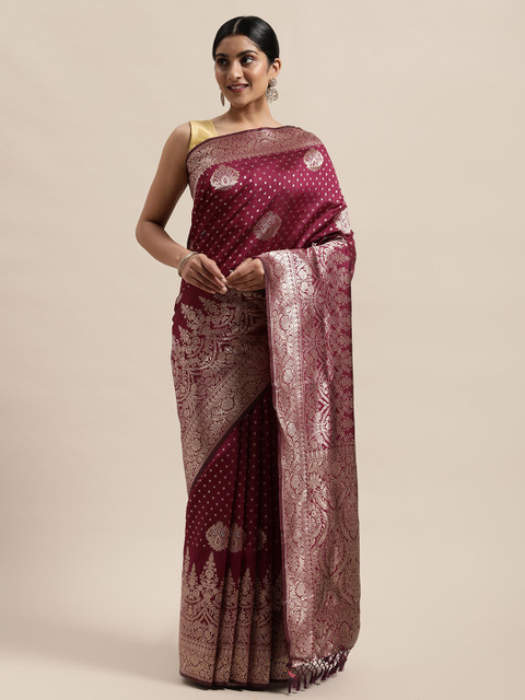 

PACHE Purple & Gold-Toned Ethnic Motifs Zari Art Silk Kanjeevaram Saree