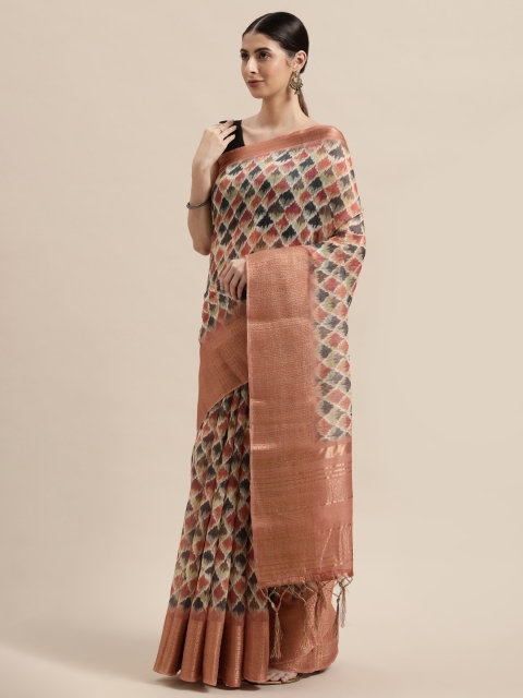 

PACHE Multicoloured Floral Silk Cotton Chanderi Saree, Multi