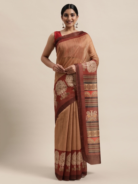 

PACHE Beige Silk Cotton Chanderi Saree