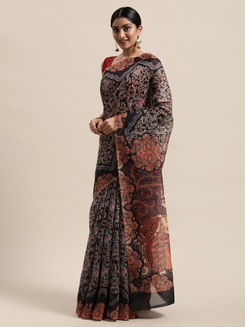 

PACHE Multicoloured Ethnic Motifs Silk Cotton Chanderi Saree, Multi