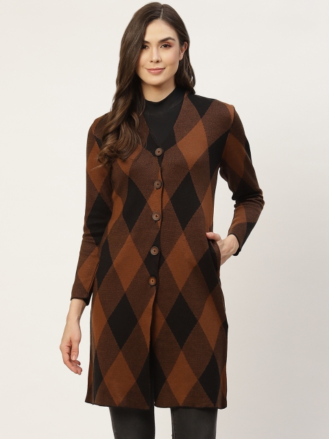 

APSLEY Women Black & Brown Printed Longline Cardigan