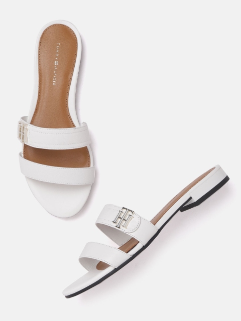 

Tommy Hilfiger Women White Leather Solid Open Toe Flats