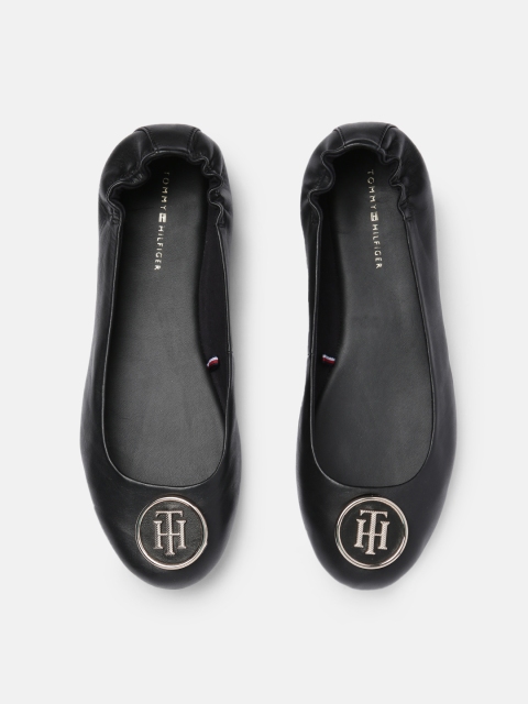 

Tommy Hilfiger Women Black Leather Ballerinas Flats