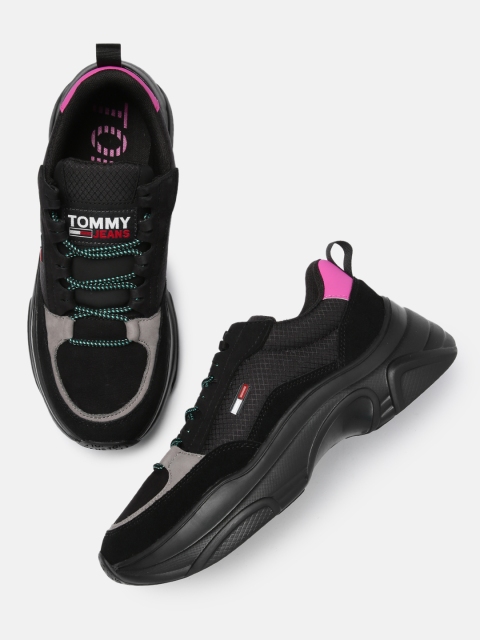 

Tommy Hilfiger Women Black Hybrid Leather Sneakers