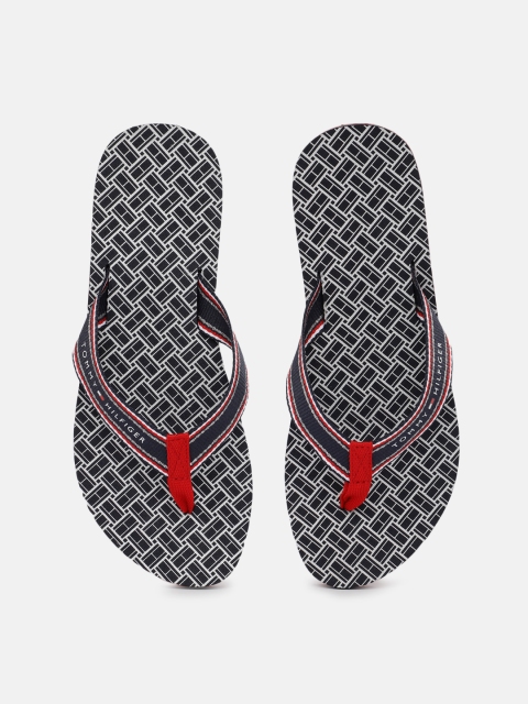 

Tommy Hilfiger Women Navy Blue & Red Striped Flags Beach Thong Flip-Flops