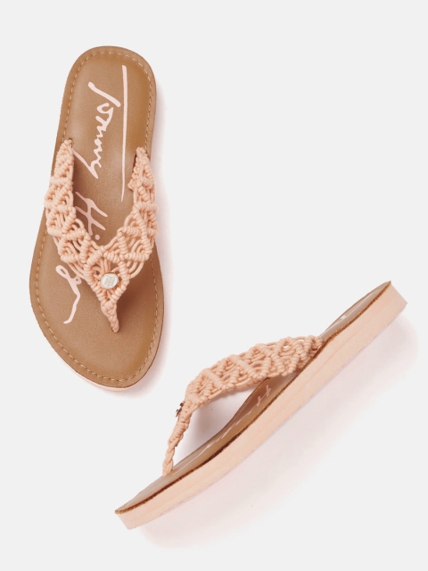 

Tommy Hilfiger Women Peach-Coloured Crochet Design Open Toe Flats