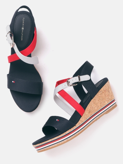 

Tommy Hilfiger Women Navy Blue & Red Colourblocked Wedges