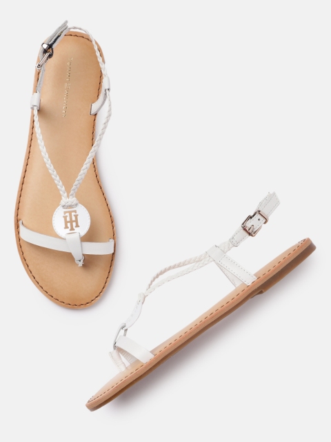 

Tommy Hilfiger Women White T-Strap Flats