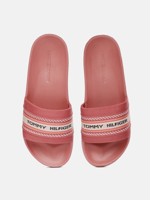 

Tommy Hilfiger Women Pink & Orange Self Design Artisanal Pool Sliders