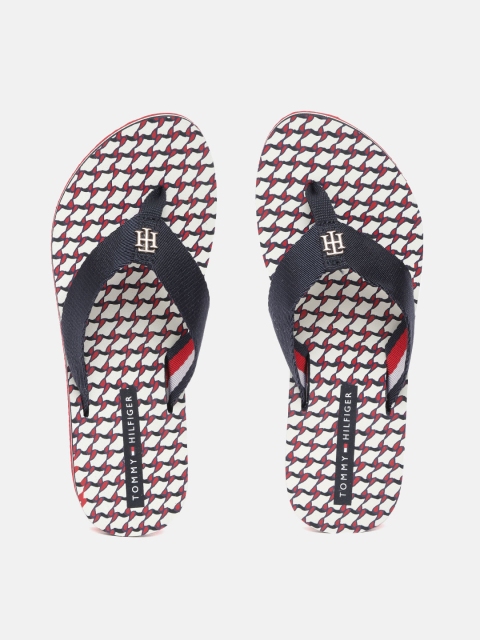 

Tommy Hilfiger Women Navy Blue & White Printed Thong Flip-Flops