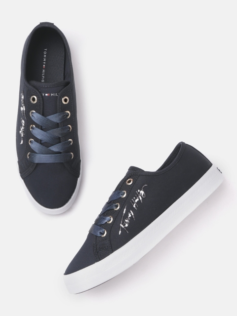 

Tommy Hilfiger Women Navy Blue Solid Sneakers