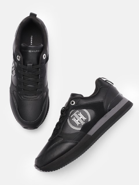 

Tommy Hilfiger Women Black Solid Leather Regular Active City Sneakers