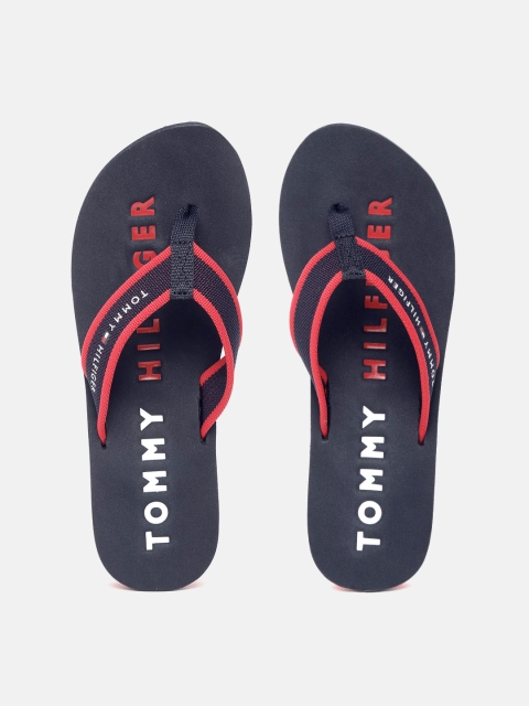 

Tommy Hilfiger Women Navy Blue & Red Woven Design Thong Flip-Flops