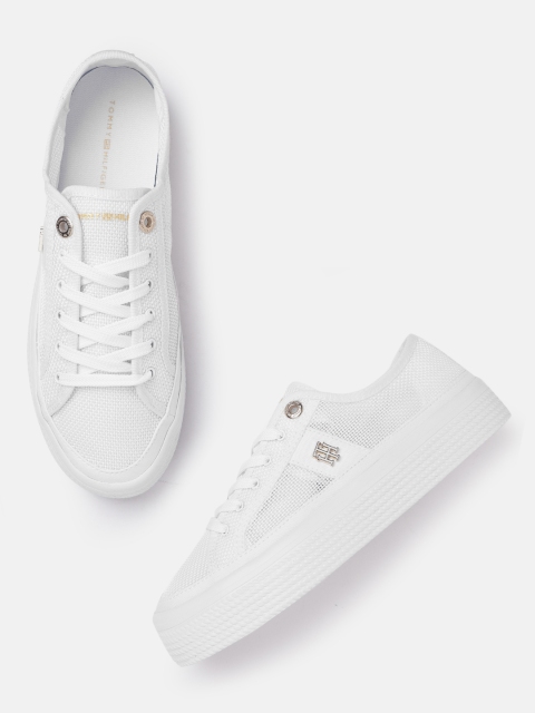 

Tommy Hilfiger Women White Woven Design Flatform Sneakers