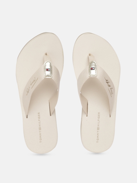 

Tommy Hilfiger Women Off-White Solid Thong Flip-Flops
