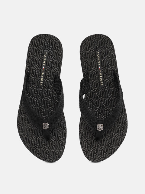 

Tommy Hilfiger Women Black Mesh Thong Flip-Flops