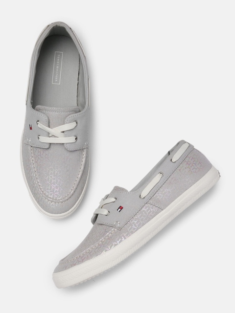 

Tommy Hilfiger Women Grey Printed Monogram Boat Shoes