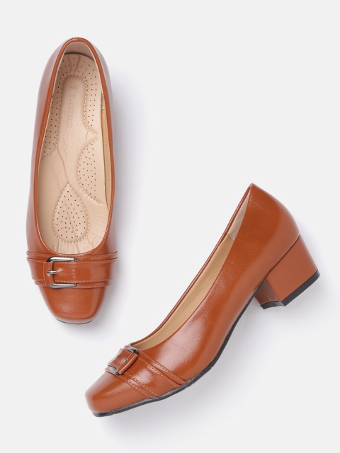 

Van Heusen Woman Tan Brown Solid Pumps with Buckle Detail