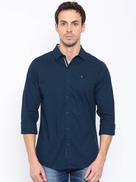 

SPYKAR Men Navy Regular Fit Solid Casual Shirt, Navy blue