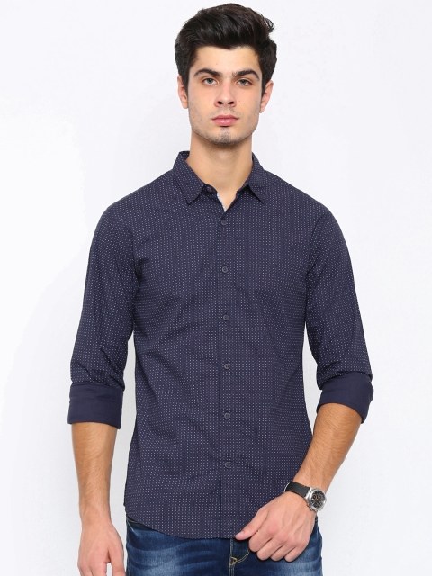 

SPYKAR Men Navy Regular Fit Printed Casual Shirt, Navy blue