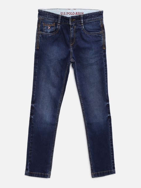 

U.S. Polo Assn. Kids Boys Blue Slim Fit Mid-Rise Clean Look Jeans
