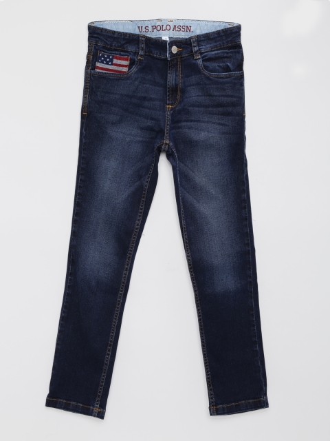 

U.S. Polo Assn. Kids Boys Blue Regular Fit Mid-Rise Clean Look Jeans