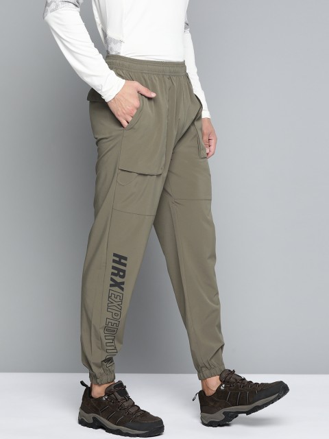 

HRX By Hrithik Roshan Outdoor Men Tarmac Lycra Brand Carrier Track Pants, Olive