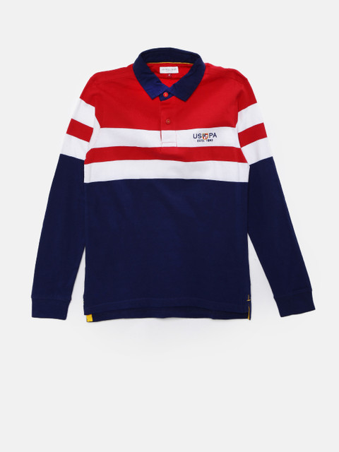 

U.S. Polo Assn. Kids Boys Navy Blue Colour Blocked Polo T-Shirt
