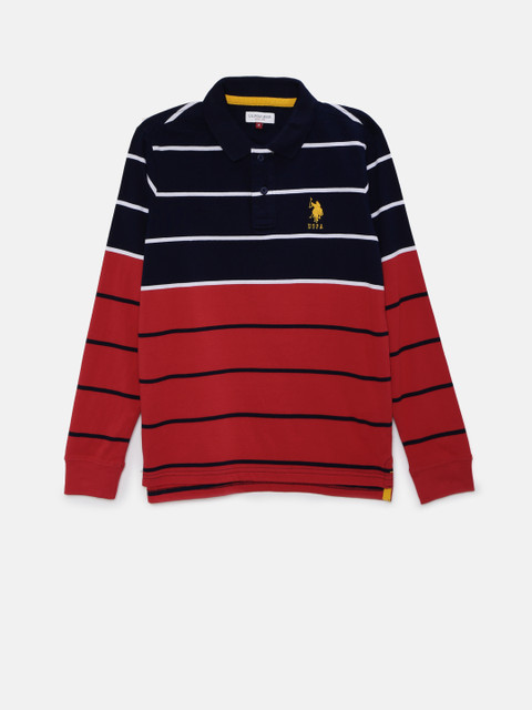 

U.S. Polo Assn. Kids Boys Navy Blue Striped Polo T-Shirt