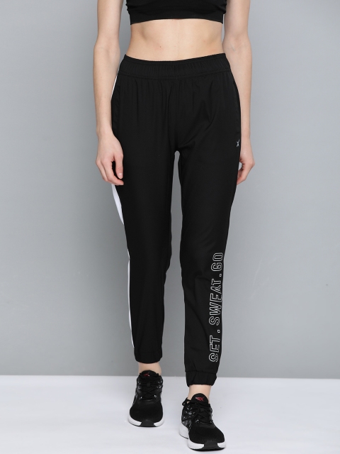 

HRX by Hrithik Roshan Women Black Printed Antimicrobial Training Track Pants