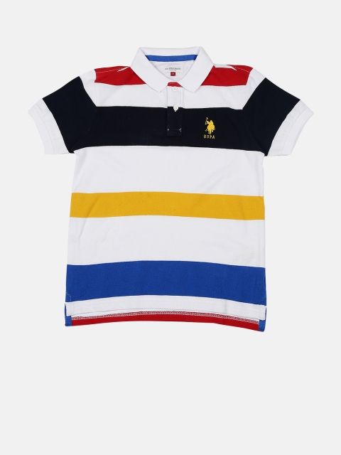 

U.S. Polo Assn. Kids Boys White Striped Polo T-Shirt