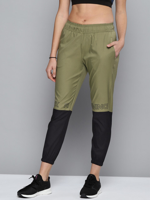 

HRX By Hrithik Roshan Women Burnt Olive Rapid-Dry Colourblock Running Joggers