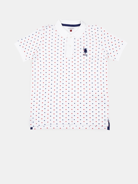 

U.S. Polo Assn. Kids Boys White Printed Polo T-Shirt